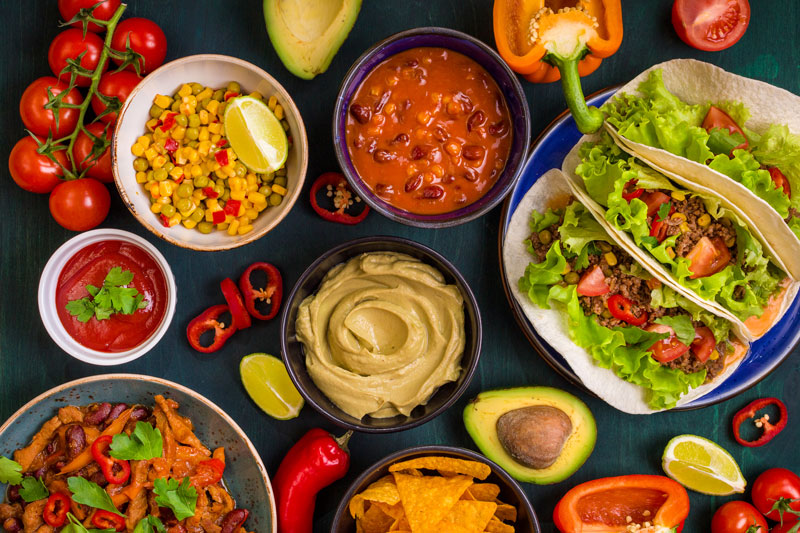 Mixed Mexican foods.