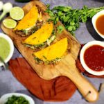 mozzarella italian and mexican food - tacos and salsas